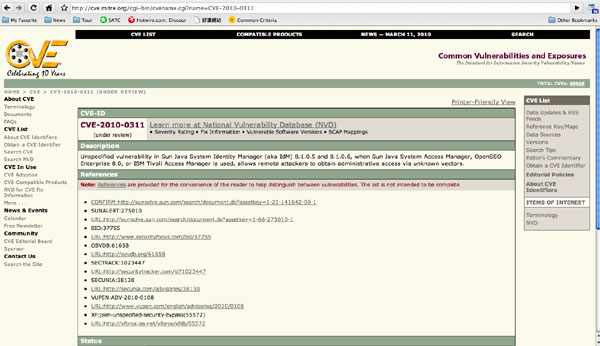 Online Capability Element to CVE Name Mapping