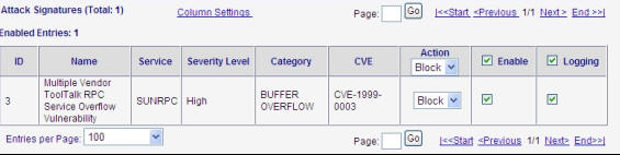 Electronic Document Listing of CVE Names screen