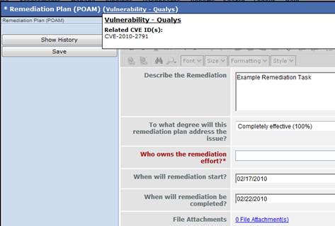 Getting a List of CVE Names Associated with Tasks screen