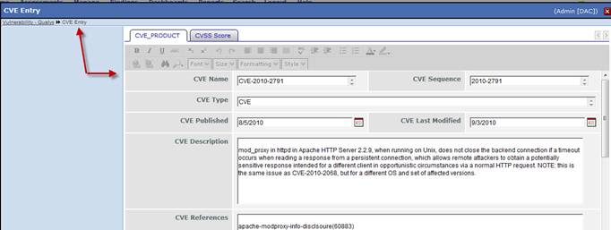 Finding CVE Names in Service Reports Using Elements screen