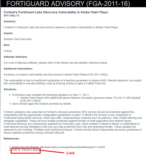Finding CVE Names Using Online Capability Elements screen