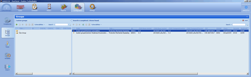 Finding Elements Using CVE Names Through the GUI