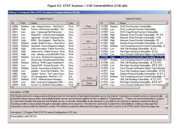 Figure 9.0  STAT Scanner — CVE Vulnerabilities (CVE.dat)