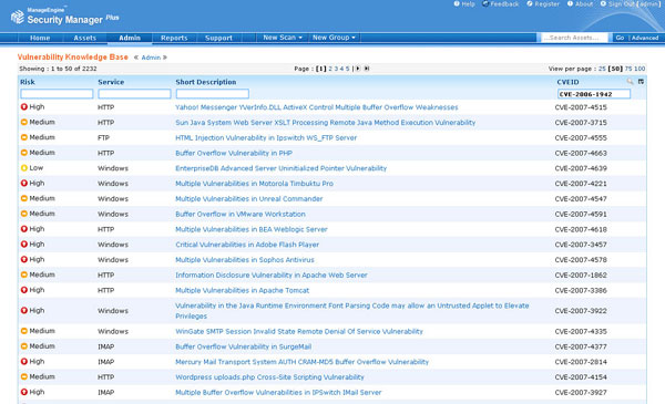 Search based on CVE name