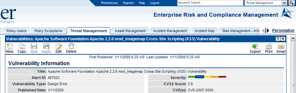 Electronic Document Element to CVE Name Mapping
