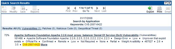 Electronic Document Listing of CVE Names