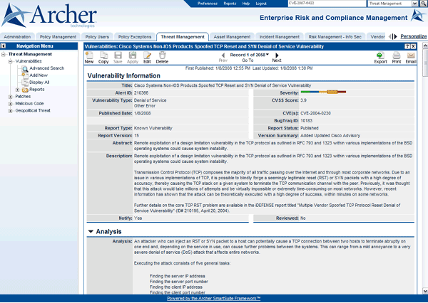 Electronic Document Listing of CVE Names