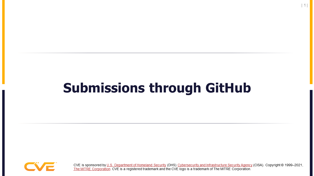 CVE Record GitHub Submissions slides